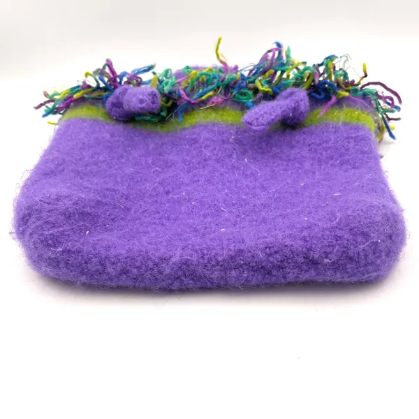 Hand Felted Wool Tote Bag Purple Handmade Boho Cottagecore Whimsy Fairy‎ Purse - Image 5