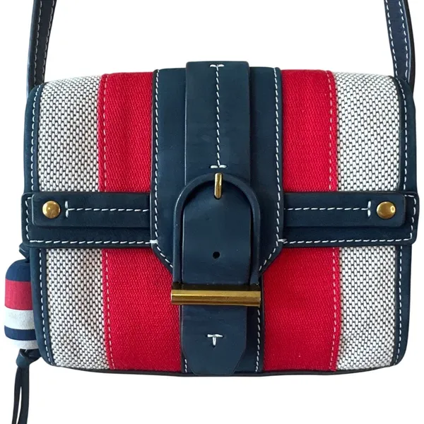 Tory Burch Maritime Stripe Crossbody Canvas Red‎ Ivory Nautical - Image 3