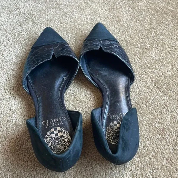 Vince Camuto 'Halia'‎ d'Orsay Pointy Toe Flat Black Suede Womens 5 - Image 5