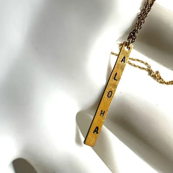 Gold tone aloha bar pendant necklace - Image 7