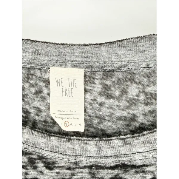 Free People Los Angeles Burnout Short Sleeve‎ Tee Women's Size S Grey Boho - Image 7