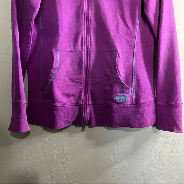 The North Face Purple Teal Spellout Mock Neck Zip Up Outdoor‎ Jacket - Image 2