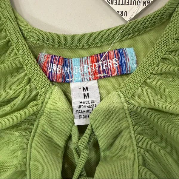 Urban Outfitters NWT Ruched Lace Up Cropped Sheer Tank Top Women’s Medium Green - Image 8