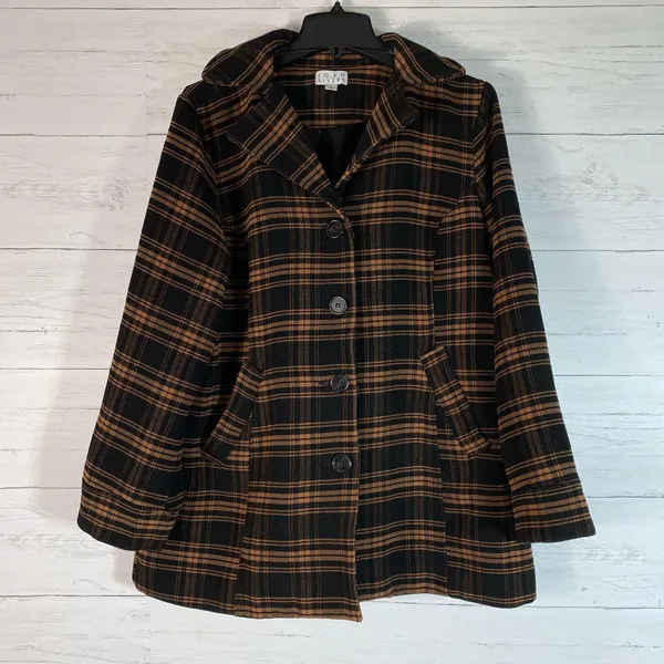 Joan Rivers fleece plaid jacket/coat size L women's with pockets - Image 3