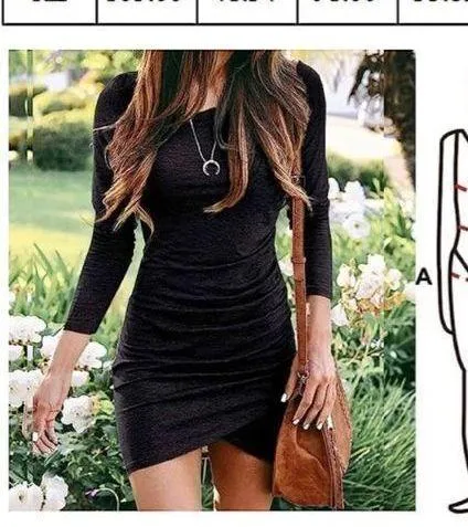 NEW Ruched Bodycon Wrap Front Casual Short Dress L - Image 4
