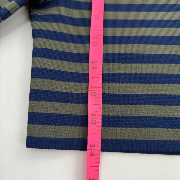 NWT‎ Good American Womens Stripe Long Sleeve Crop Top 2 medium Green/Navy - Image 9