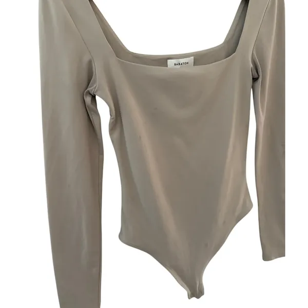 Aritzia Babaton Contour Squareneck Longsleeve Bodysuit Nude Size Small - Image 7