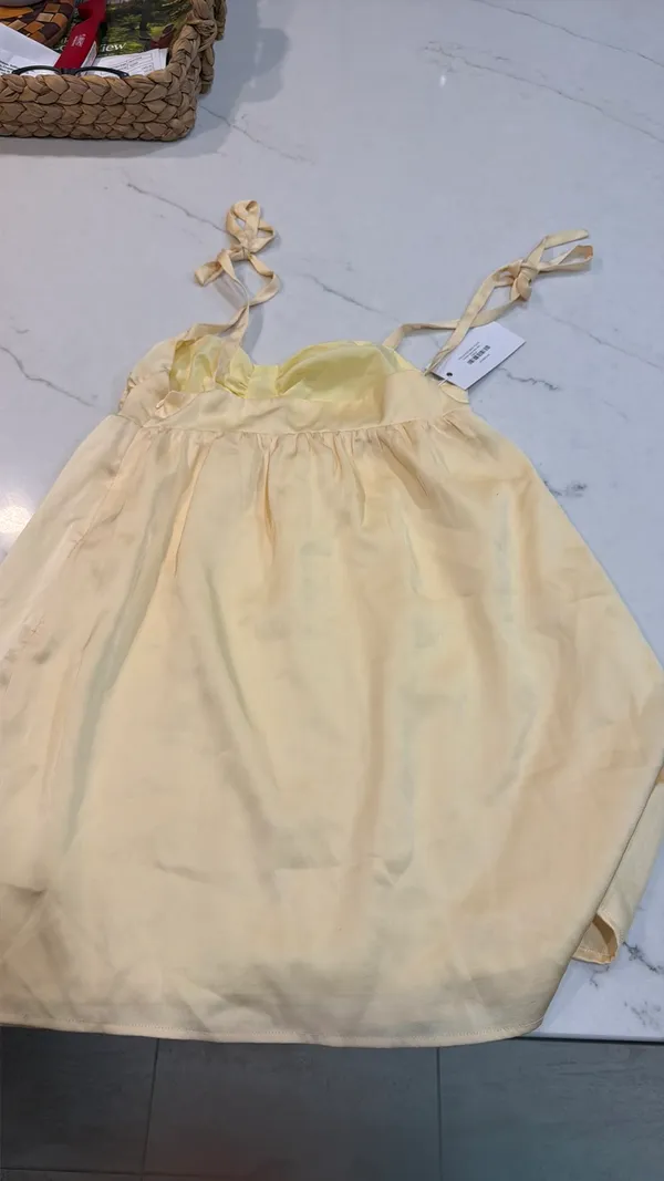 Beginning Boutique Dress Mini Yellow Satin Dress - Image 3