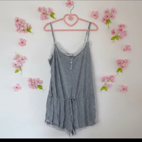 Victoria's Secret Vintage Gray Lace-Trim Romper Sleepwear Women's Intimates Y2K - Image 4