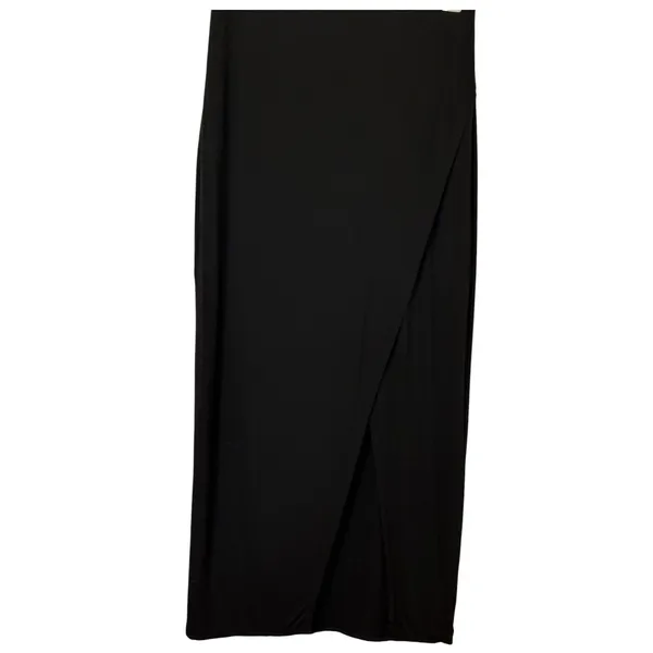 WHITE HOUSE BLACK MARKET Black Faux Wrap Draped‎ Slit Pencil Skirt Medium - Image 2