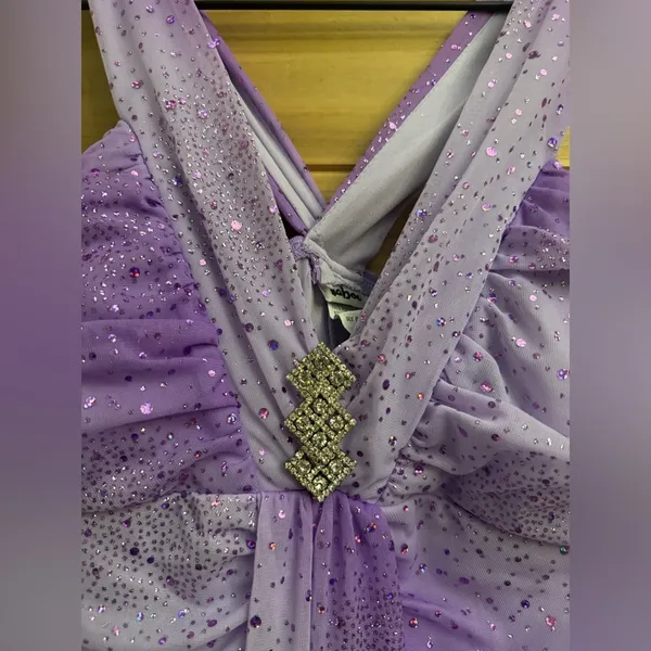 Vintage Y2K Taboo Small Purple Ombre Sparkle Glitter Fairy Whimsigoth Prom Dress - Image 3