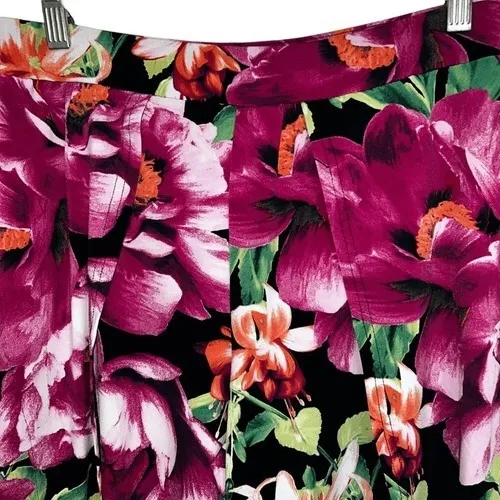 G.I.L.I. Black Floral Wide Leg Pull On Knit‎ Cape Pants NWOT Size XS - Image 3