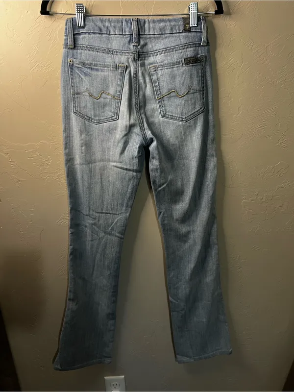 7 For All Mankind Kimmie Bootcut Light Wash Stretch Cowgirl Western Denim Jeans - Image 7