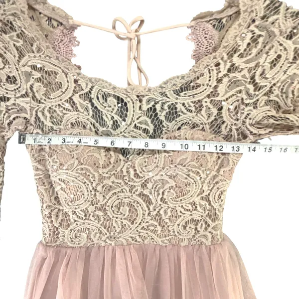 Y2K Sequin Hearts‎ Lace Tulle Dress Open Back Homecoming Party Juniors 1 Ballet - Image 8