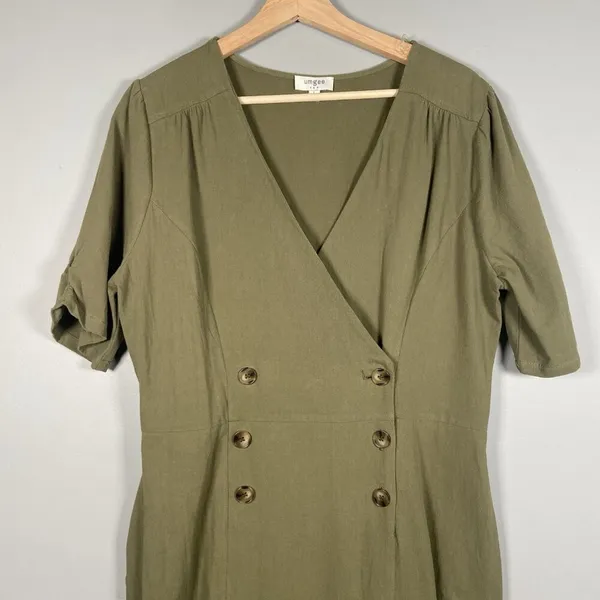 Umgee Cotton‎ Midi Maxi Dress Women's Large Pin Tuck Sleeves Buttons Lagenlook - Image 2