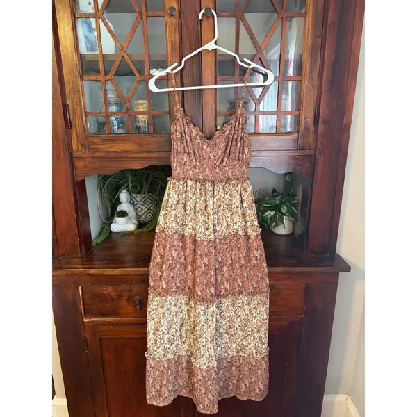 Show Me Your Mumu Emira Maxi Dress Floral Print Mix Pink Ditsy Smocked Small - Image 2