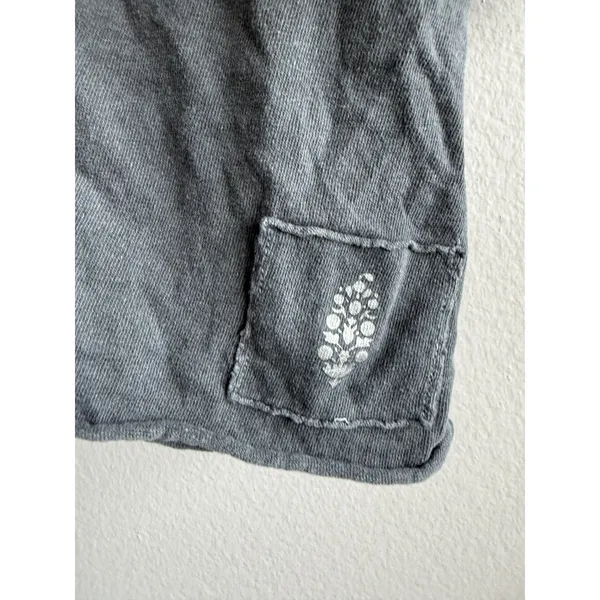 Free People Movement Womens Gray Mineral Wash Boxy Crop Tee Shirt Small 3814 - Image 5