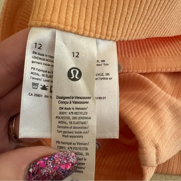 Lululemon Ribbed Softstreme High Rise Shorts Peach Bellini 12 NWT - Image 8