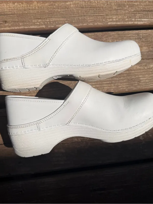 Dansko LT White Leather Clogs Slip On Nursing Shoes EU 40 US 9.5-10 - Image 5