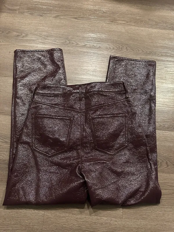 Express deep burgundy/plum faux leather straight leg pants - Image 3