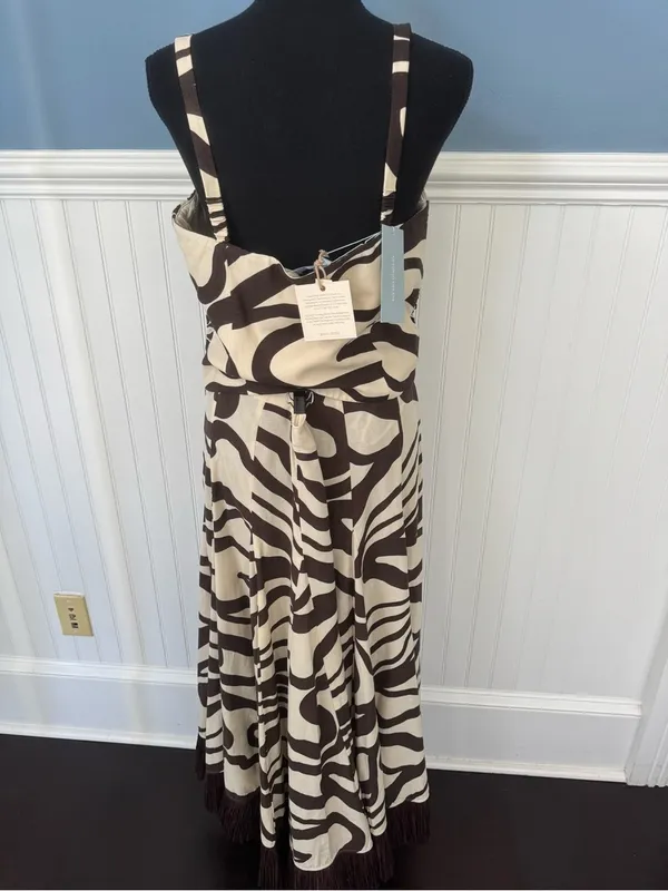 NWT Antonio Melani MG Style Fringe Linen Blend Maxi Raffia Skirt Set Brown~SZ 10 - Image 7