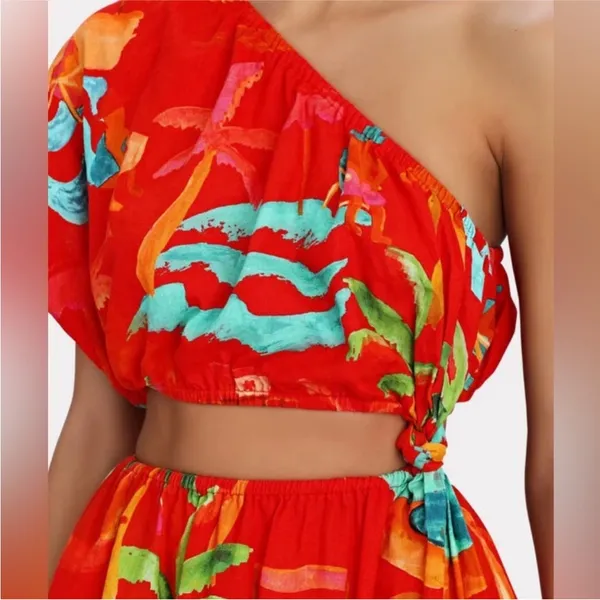 NWT Farm Rio Ipanema Red Floral Cutout Mini Dress - Image 4