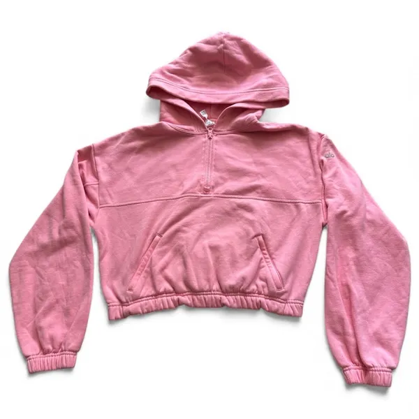 ALO Stadium Half Zip Hoodie in Macaron Pink - Image 2