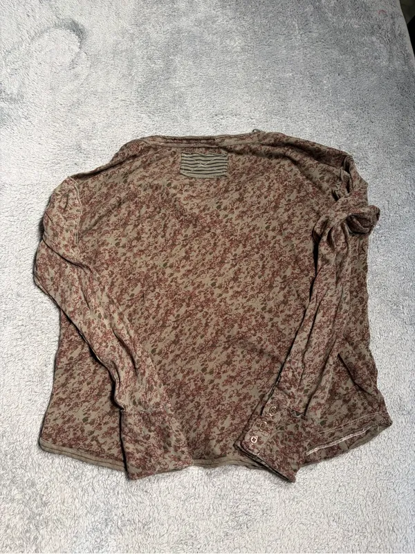 We the free people girl meets boy Floral Henley Long Sleeve Top Brown Olive XS - Image 7
