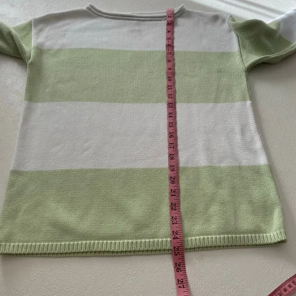 Lauren Ralph Lauren Petite Striped Knit Sweater Women’s Small Green White Cotton - Image 7