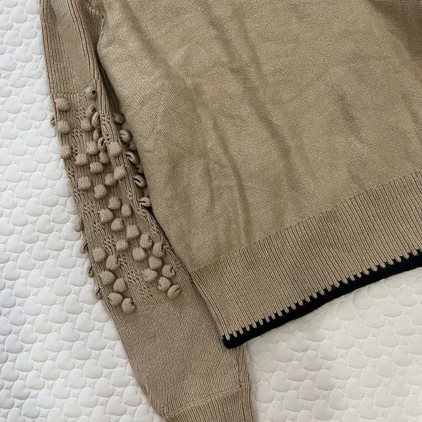 NWOT BCBGMAXAZRIA Popcorn Stitch Mock Neck Wool Blend Sweater Oatmeal Size XL - Image 7