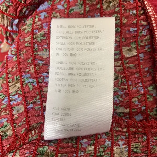 Urban Outfitters‎ Women's M Red Floral Smocked Mini Dress Short Sleeve Ruffle - Image 8