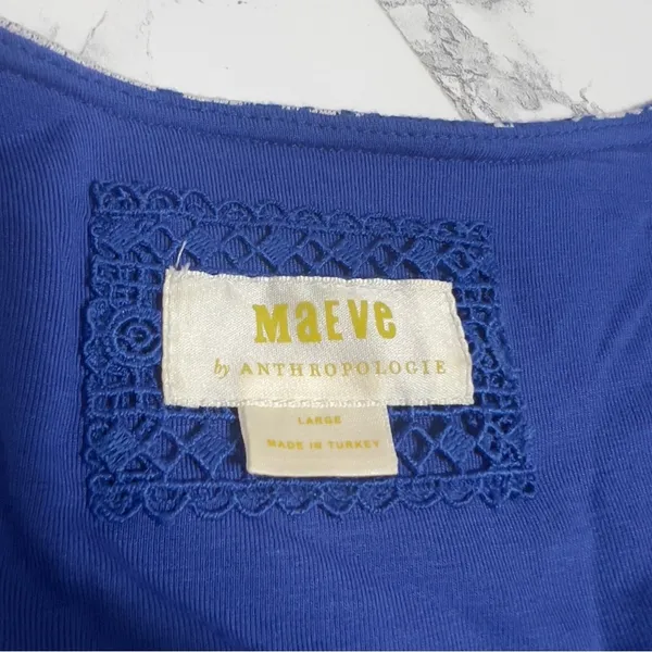 Anthropologie Maeve Leonie Dress by Maeve Bell Sleeve Size L blue white floral‎ - Image 7