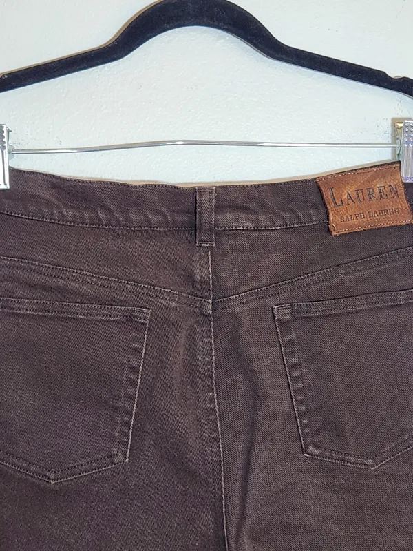 Lauren Ralph Lauren Brown Straight Leg Jeans Size 12 Petite - Image 4
