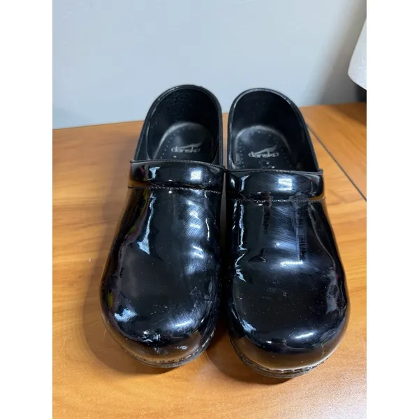 Dansko Professional Leather Clogs Black Patent Womens 43 Career Non Slip‎ - Image 2