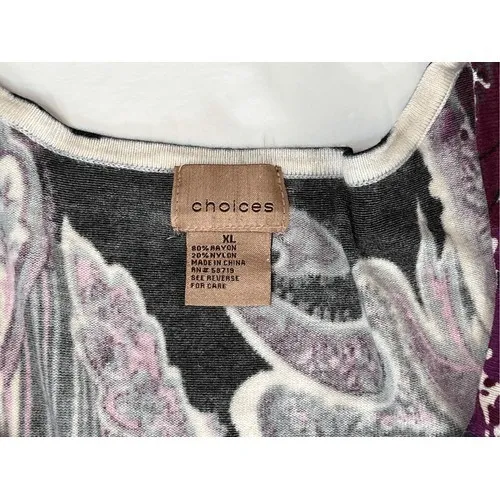 Choices Black Paisley Print Gem Embellished LS Sweater‎ XL Colorful Abstract - Image 6