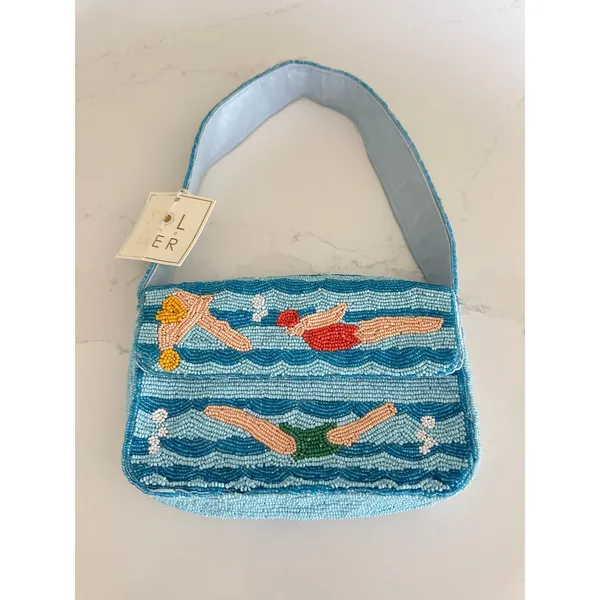 SOL AND MER Beaded Retro Swimmer Baguette Shoulder Bag NEW - Image 3