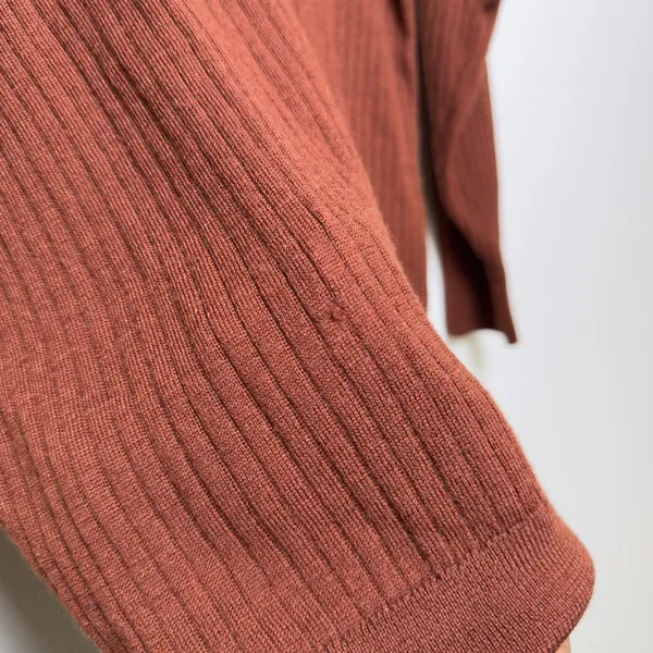 Uniqlo Women‎ Wool Knit Sweater Medium Brown Ribbed Minimalist Academia Preppy - Image 6