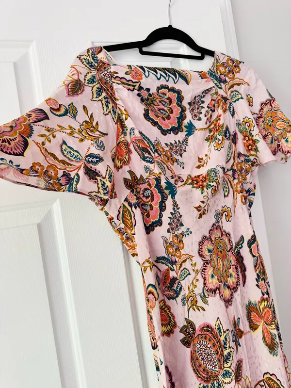 Anthropologie Kachel Flutter-Sleeve Floral Slip Maxi Dress, Size 12P - Image 8