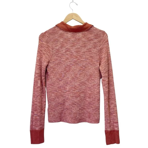 NWT Free People Making Memories Cropped Henley Sweater Size Medium Terra Cotta - Image 3