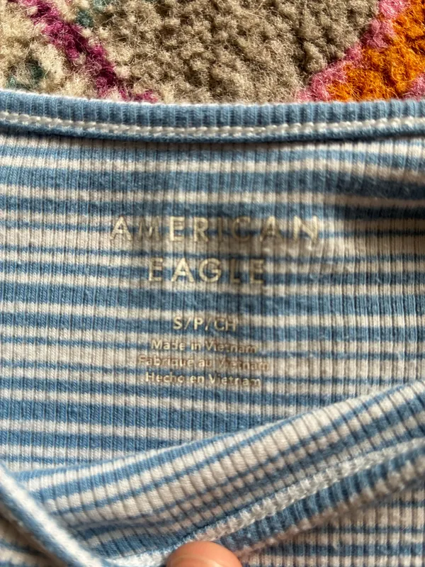Blue Striped American Eagle Baby Tee - Image 9
