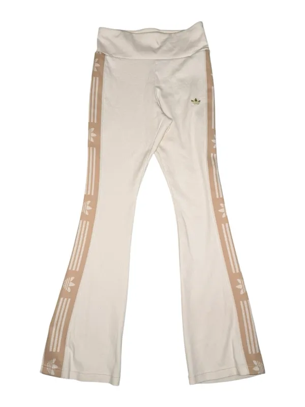 new adidas Originals ミ Ski Chic Flared Rib Retro 3 Stripe Leggings ミ Oatmeal ミ M - Image 6