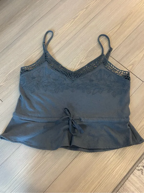 O'Neill Forest Tie Waist Knit Tank Charcoal Blue - Size: XS - Image 2