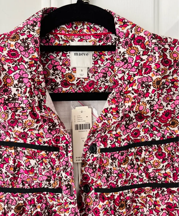 Anthropologie Maeve The Leandra Shirred Yoke Button Front Mini Dress, Size S - Image 9