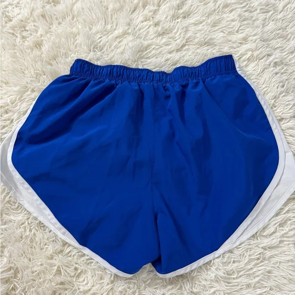 Nike Blue and White Athletic Shorts with Elastic Waistband - Image 4