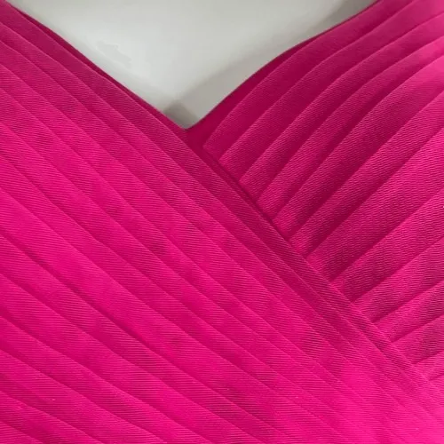 JJs House Hot Pink Formal Ballgown Dress Hi Low Beaded Cap‎ Sleeves Barbie Prom - Image 4