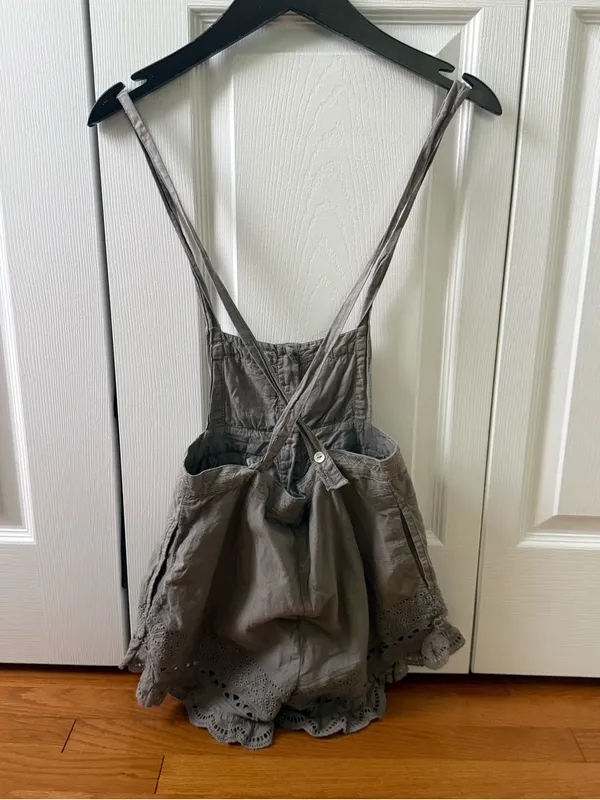 Free People Green Embroidered Shortalls - Image 3