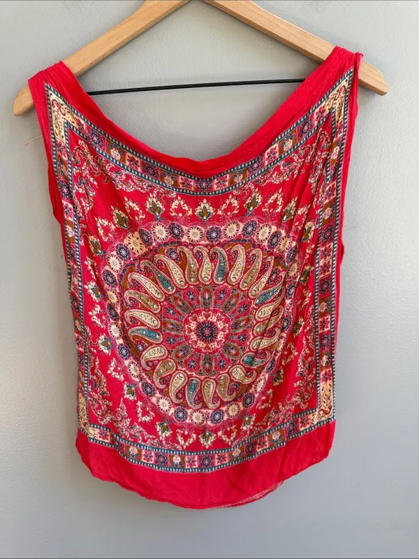 Free People Mandala Tank Red Paisley Festival Top Size Medium - Image 6