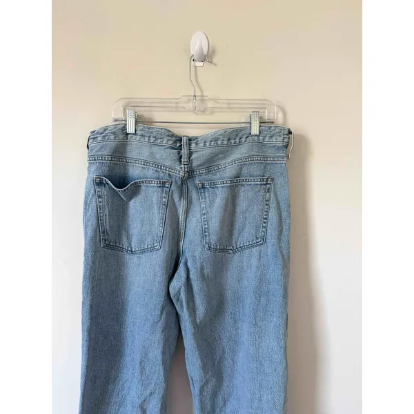 J. Crew '84 Low Rise Distressed Wide Leg Denim Jeans Light Blue Wash Size 31 - Image 4