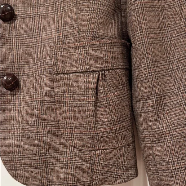 Banana Republic Women's brown plaid wool‎ blend Blazer size 2 - Image 2