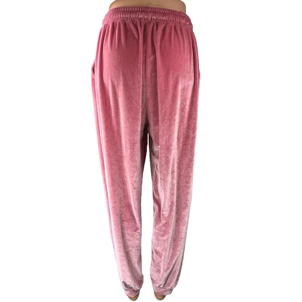 Coolrun Women's Pink Ombre Velour Velvet High Waisted Lounge Sweat Pants Size L - Image 3
